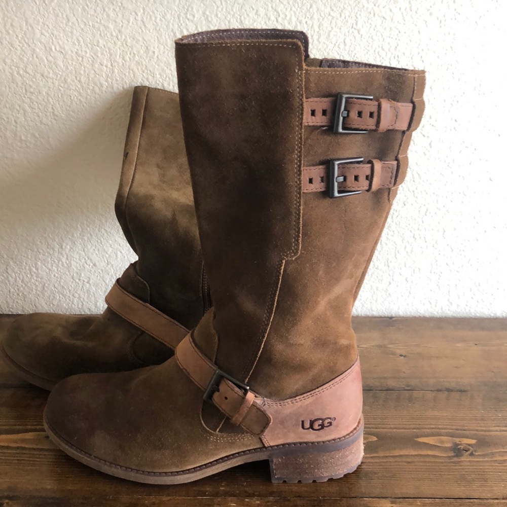 tall suede ugh boots with buckles